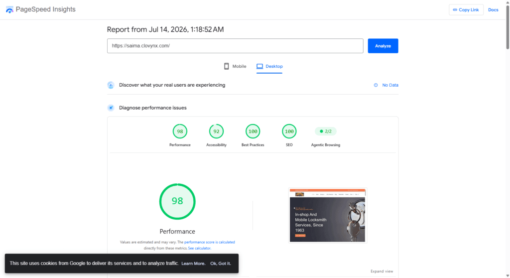 saima desktop pagespeed insights 07 14 2026 01 24 am