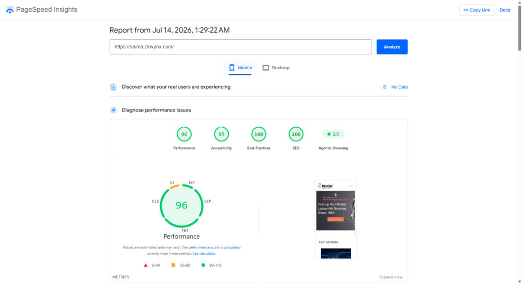saima mobile pagespeed insights after refresh 07 14 2026 01 30 am